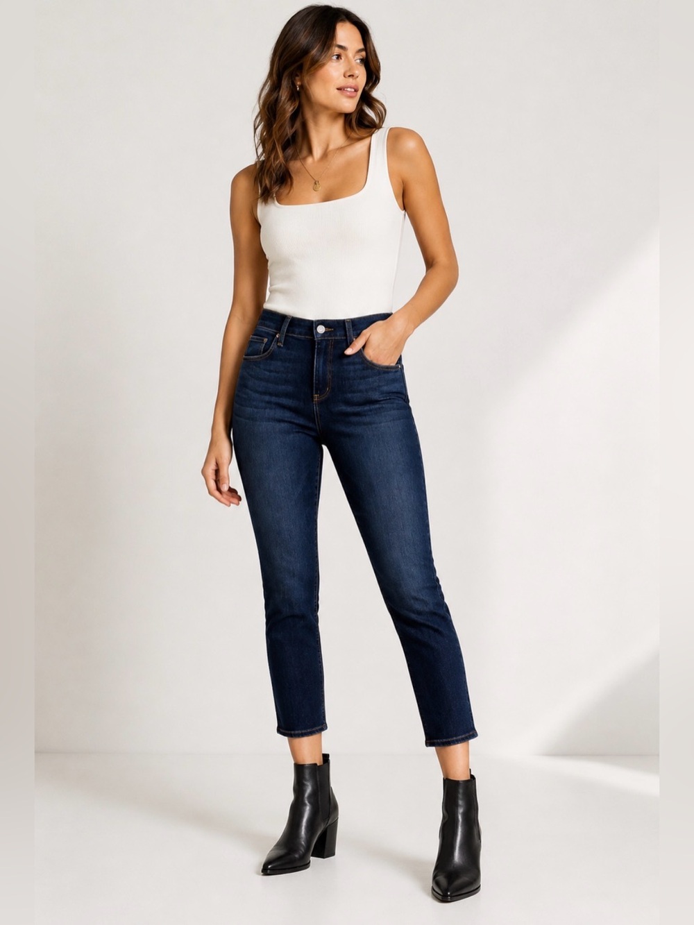 PAIGE Kylie Crop Ankle Jeans Size 28 | Dark Wash Stretch Denim